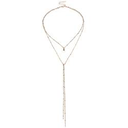 Wendalern Geschichtet Satelliten Choker Halskette Boho BH Kette Körper Kette Gold Y Lariat Halskette Lange Quaste Brust Kette Strand Bikini Körper Kette Schmuck Für Frauen Und Mädchen von Wendalern