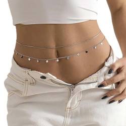 Wendalern Geschichtet Taille Kette Für Frauen Silber Pailletten Reize Bauch Kette Sexy Schlange Bikini Körper Kette Strand Runde Schlange Kette Taille Körper Gürtel Partei Prom Körper Zubehör Schmuck von Wendalern