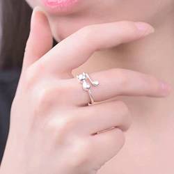 Wendalern Katze Ring Für Frauen Mädchen Einstellbar Offen Kitty-förmigen Ring Schöne Katze Schwanz Tier Finger Ring Kätzchen Haustier Geschenk Schmuck Für Katzenliebhaber von Wendalern