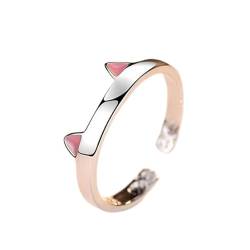 Wendalern Katze Ring Für Mädchen Frauen Einstellbar Offen Kitty-förmigen Ring Schöne Rosa Katze Ohren Fingerring Kätzchen Haustier Geschenk Schmuck Für Katzenliebhaber von Wendalern