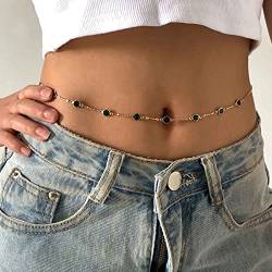 Wendalern Kristall Taille Bauch Kette Grün Smaragd Bauch Kette Sexy Grün Strass Bikini Körper Kette Sommer Strand Taille Kette Gürtel Körperschmuck Zubehör Für Frauen Mädchen von Wendalern