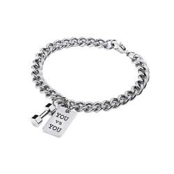 Wendalern Punk Cuban Chain Armbänder Silber Quadrat Hantel Armband Liebhaber Freundschaftsarmband Cuban Link Chain Armbänder Schmuck Für Frauen Mädchen von Wendalern