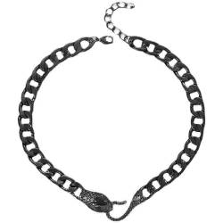 Wendalern Punk Schlange Choker Halskette Schwarz Kubanische Kette Serpent Halskette Diamant Cz Schlange Geformt Latz Halsband Choker Klobige Kette Tier Angabe Halskette Halloween Schmuck Für Frauen von Wendalern