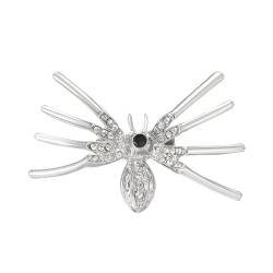 Wendalern Strass Spinne Halloween Brosche Pin Silber Spinne Insektenbrosche Gothic Schwarz Kristall Spinne Anstecknadel Halloween Kostümdekor Korsage Brosche Schmuck Für Damen Und Herren von Wendalern