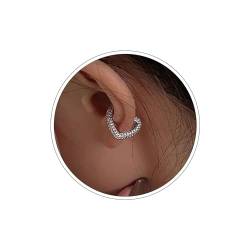 Wendalern Zirkonia Herz Ohr Manschette Ohrringe Silber Kristall Herz Ohr Clip Fake Helix Ohr Manschette Knorpel Ohrring Einfach Nicht Piercing Wrap Ohr Schmuck für Frauen Mädchen von Wendalern