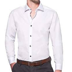 Wendler Hemd Herren Slim Fit I Premium Herren Hemd Slim Fit Langarm I Gr. 42 I Business-Hemd mit New Kent-Kragen aus 100% Baumwolle I Hochwertige Herren-Bekleidung I Made in Europe I Weiß von Wendler