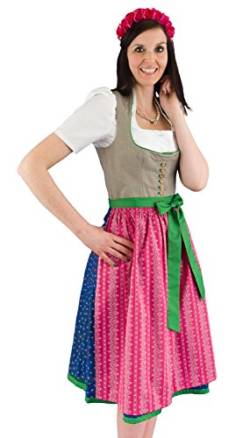 Wenger Midi Dirndl 21254-1215 DD Johanna 70 Schürze B 7653 leinen, pink, blau 44 von Wenger Austrian Style