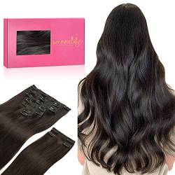 WENNALIFE Clip In Extensions Echthaar, 150g 60cm 9pcs Dunkel Braun Clip In Extensions Hair Extensions Clip In Remy Natürliche Echthaar Extensions Clip Haarverlängerung Echthaar von Wennalife