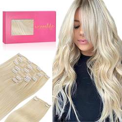 WENNALIFE Clip In Extensions Echthaar, 150g 60cm 9pcs Platinblond Clip In Extensions Hair Extensions Clip In Remy Natürliche Echthaar Extensions Clip Haarverlängerung Echthaar von Wennalife