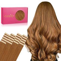 WENNALIFE Tape Extensions Echthaar, 20pcs 60g 65cm 26 Zoll Auburn Ginger Remy Invisible Tape Extensions Seidig Gerade Echthaar Extensions Skin Weft Tape Ins von Wennalife