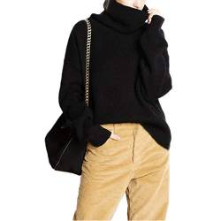 Frauen Neue High-Neck Kaschmir Pullover Herbst und Winter Mode Pullover (Schwarz, Large) von Wenwenma