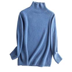 Wenwenma Damen Kaschmir Pullover Rollkragen Pullover Mode Pullover (Blau, X-Large) von Wenwenma