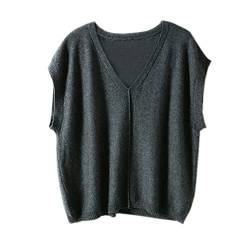 Wenwenma Damen Kaschmir Pullunder Mode V-Ausschnitt Pullunder Ärmelloser Pullover (Dunkelgrau, M) von Wenwenma