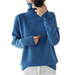 Wenwenma Damen Mode Rollkragenpullover-Kaschmir Pullover (Blau, Large) von Wenwenma
