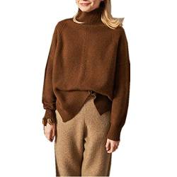 Wenwenma Damenmode Hohen Kragen Cashmere Pullover Herbst und Winter Pullover (Karamell Farbe, Large) von Wenwenma