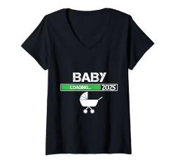 Damen Mutter 2025 loading, Mama 2025, Kinderwagen T-Shirt mit V-Ausschnitt von Werdende Mutter 2025, Baby kommt 2025