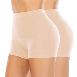 Nahtlose formende Boyshorts Höschen für Frauen Bauchkontrolle Shapewear unter Kleid Slip Shorts Unterwäsche, 2er-Pack Beige, XX-Large von Werena