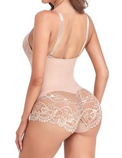 Shapewear Body für Damen Bauchweg Body Shaper, #1 Nude mit Spitze, S von Werena