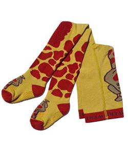 Weri Spezials Baby und Kinder Krabbelstrumpfhose mit ABS-Beschichtung Baumwolle für Mädchen ferschiedenen Mustervariationen (86-92, Savanna-Gelb Giraffe) von Weri Spezials