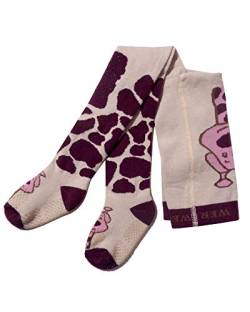 Weri Spezials Baby und Kinder Krabbelstrumpfhose mit ABS-Beschichtung Baumwolle für Mädchen ferschiedenen Mustervariationen (86-92, Weinrot-Beige Giraffe) von Weri Spezials