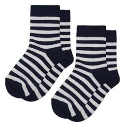 Weri Spezials Baby und Kinder Socken für Mädchen Baumwolle in Doppelpack 2er Set Farbige Ringel Design (27-30, Marine+Weiß Ringel 2er) von Weri Spezials
