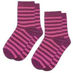 Weri Spezials Baby und Kinder Socken für Mädchen Baumwolle in Doppelpack 2er Set Farbige Ringel Design (31-34, Anemone-Rosa Ringel 2er) von Weri Spezials