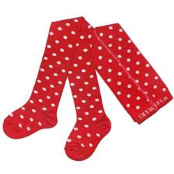 Weri Spezials Baby und Kinder Strumpfhose für Mädchen Baumwolle mit Punkten Muster (110-116, Rot+Weiß) von Weri Spezials