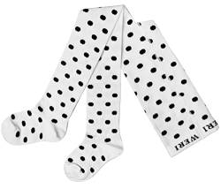 Weri Spezials Baby und Kinder Strumpfhose für Mädchen Baumwolle mit Punkten Muster (152-164, Creme+Schwarz) von Weri Spezials