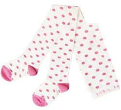 Weri Spezials Baby und Kinder Strumpfhose für Mädchen Baumwolle mit Punkten Muster (86-92, Creme+Rosa) von Weri Spezials