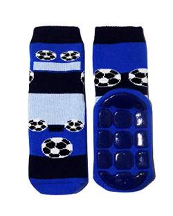 Weri Spezials Baby und Kinder Voll ABS Frotee Anti-Rutsch Socken für Jungen und Mädchen (27-30, Royalblau Fußball) von Weri Spezials