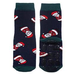 Weri Spezials Baby und Kinder Voll-ABS Frotee Anti-Rutsch Socken für Jungen und Mädchen - Frohe Weihnachten ! In verschiedenen Muster- und Farbvariationen. (31-34, Marine Weihnacht) von Weri Spezials