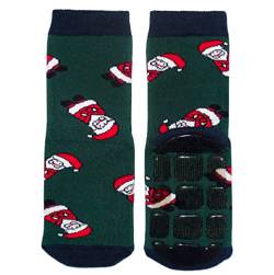 Weri Spezials Baby und Kinder Voll-ABS Frottee Anti-Rutsch Socken für Jungen und Mädchen - Frohe Weihnachten !. (35-38, Dunkelgrün Weihnacht) von Weri Spezials