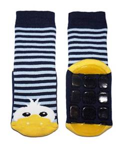 Weri Spezials Baby und Kinder Voll-ABS Voll-Frottee Anti-Rutsch Socken für Jungen und Mädchen mit Ente (18-19, Marine) von Weri Spezials
