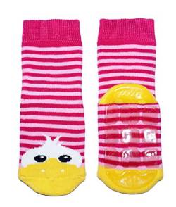 Weri Spezials Baby und Kinder Voll-ABS Voll-Frottee Anti-Rutsch Socken für Jungen und Mädchen mit Ente in verschiedenen Motive- und Farbvariationen. (18-19, Pink) von Weri Spezials