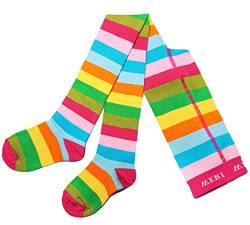 Weri Spezials Baby und Kinderstrumpfhose für Mädchen Blockringel Design in verschiedenen Farbvariationen. (98-104, Regenbogen) von Weri Spezials