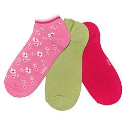 Weri Spezials Damen Sneaker Socken für Damen Baumwolle in 3er Pack Sets mehrere Blumen Design und Uni Glatt (39-42, Cyklamen Blümchen 3er) von Weri Spezials