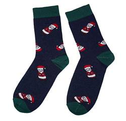 Weri Spezials Frohe Weihnachten Herren Socken aus Baumwolle mit lustigen Weihnachtsmotiven (43-46, Marine Weihnachtsmann) von Weri Spezials