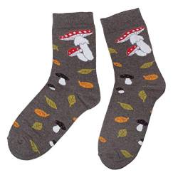 Weri Spezials Funny Damen Socken mit lustigen modischen Designs! In mehreren Mustern- und Farbvariationen! (35-38, Graumeliert Pilze) von Weri Spezials
