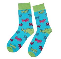 Weri Spezials Herren Socken Business Casual Funny Socken in modischen lustigen Muster und Farbvariationen Baumwolle (39-42, Laguna-Kiwi Chameleon) von Weri Spezials