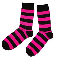 Weri Spezials Herren Socken Business Casual Funny Socken in modischen lustigen Muster und Farbvariationen Baumwolle (43-46, Schwarz-Pink Blockringel) von Weri Spezials