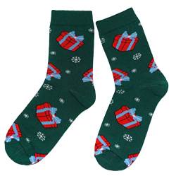 Weri Spezials Herren Weihnachtssocken aus Baumwolle - Bunte Socken mit Weihnachtsmotiven, lustige Weihnachten Geschenke (Dunkelgrün Geschenk, 43-46) von Weri Spezials