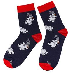 Weri Spezials Herren Weihnachtssocken aus Baumwolle - Bunte Socken mit Weihnachtsmotiven, lustige Weihnachten Geschenke (Marine Schneemann, 43-46) von Weri Spezials
