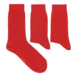 Weri Spezials Herrensocken Baumwolle einfarbig 3-Pack Business Casual Basic für jeden Tag in vielen tollen Farben Uni (43-46, Rot) von Weri Spezials