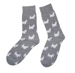 Weri Spezials Herrensocken Business Casual Funny Socken in modischen lustigen Muster- und Farbvariationen mit hohem Baumwollanteil. (39-42, Grau White Terrier) von Weri Spezials