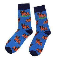 Weri Spezials Herrensocken Business Casual Funny Socken in modischen lustigen Muster- und Farbvariationen mit hohem Baumwollanteil. (39-42, Kornblau Fr. Bulldogge) von Weri Spezials