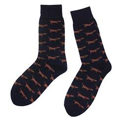 Weri Spezials Herrensocken Business Casual Funny Socken in modischen lustigen Muster- und Farbvariationen mit hohem Baumwollanteil. (39-42, Marine Dackel) von Weri Spezials