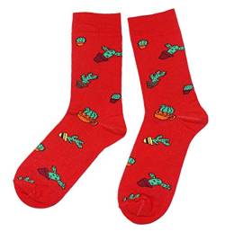 Weri Spezials Herrensocken Business Casual Funny Socken in modischen lustigen Muster- und Farbvariationen mit hohem Baumwollanteil. (39-42, Rot Kaktus) von Weri Spezials