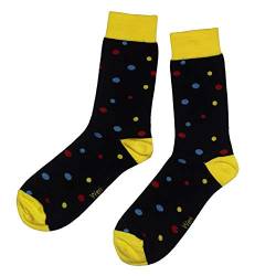 Weri Spezials Herrensocken Business Casual Funny Socken in modischen lustigen Muster- und Farbvariationen mit hohem Baumwollanteil. (39-42, Schwarz-Gelb Punkte) von Weri Spezials