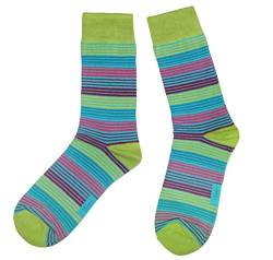Weri Spezials Herrensocken Business Casual Funny Socken in modischen lustigen Muster- und Farbvariationen mit hohem Baumwollanteil. (43-46, Kiwi Bunte Ringel) von Weri Spezials