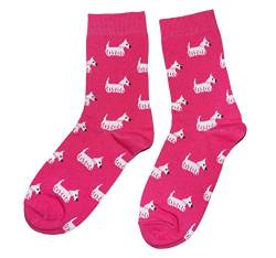 Weri Spezials Herrensocken Business Casual Funny Socken in modischen lustigen Muster- und Farbvariationen mit hohem Baumwollanteil. (43-46, Pink White Terrier) von Weri Spezials